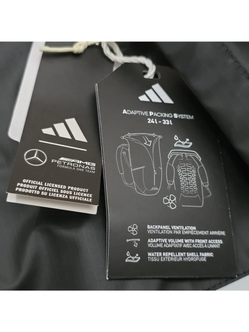 Adidas Backpack Mercedes-AMG Petronas F1 Team Black Reflective Laptop Books Bag